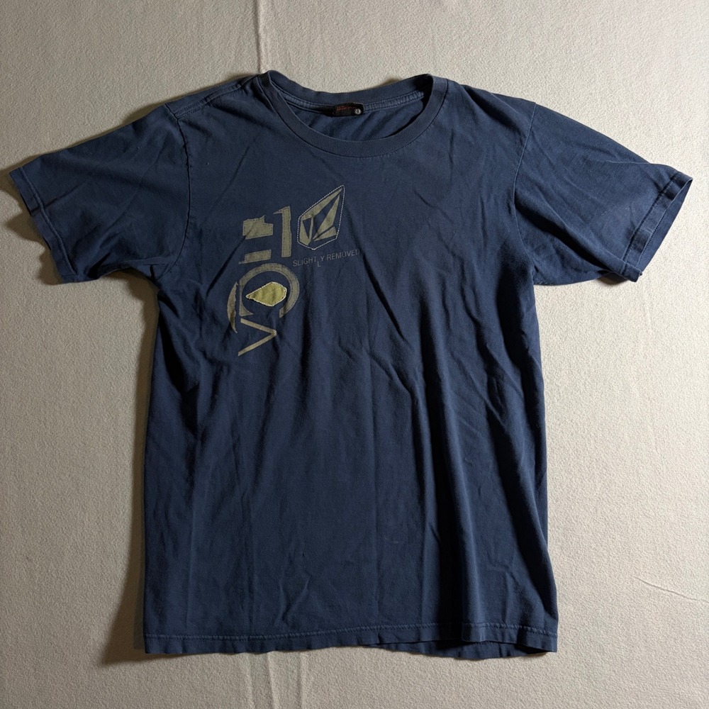 Volcom Mens Graphic T-Shirt Navy Blue Short Sleeve Skater Surf Tee Size M